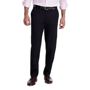 Haggar Dress Pants Mens 34x32 Black Straight Fit Stretch‎ Twill Trouser NWT